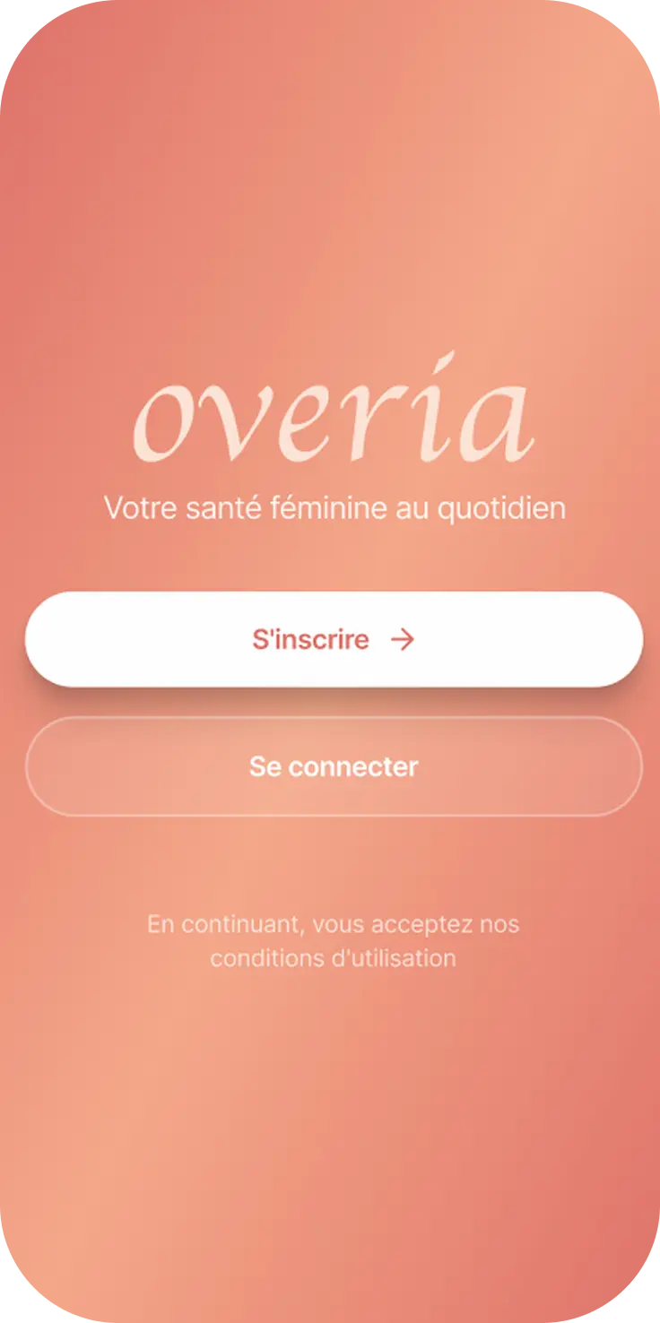 Écran de connexion de l'application Overia