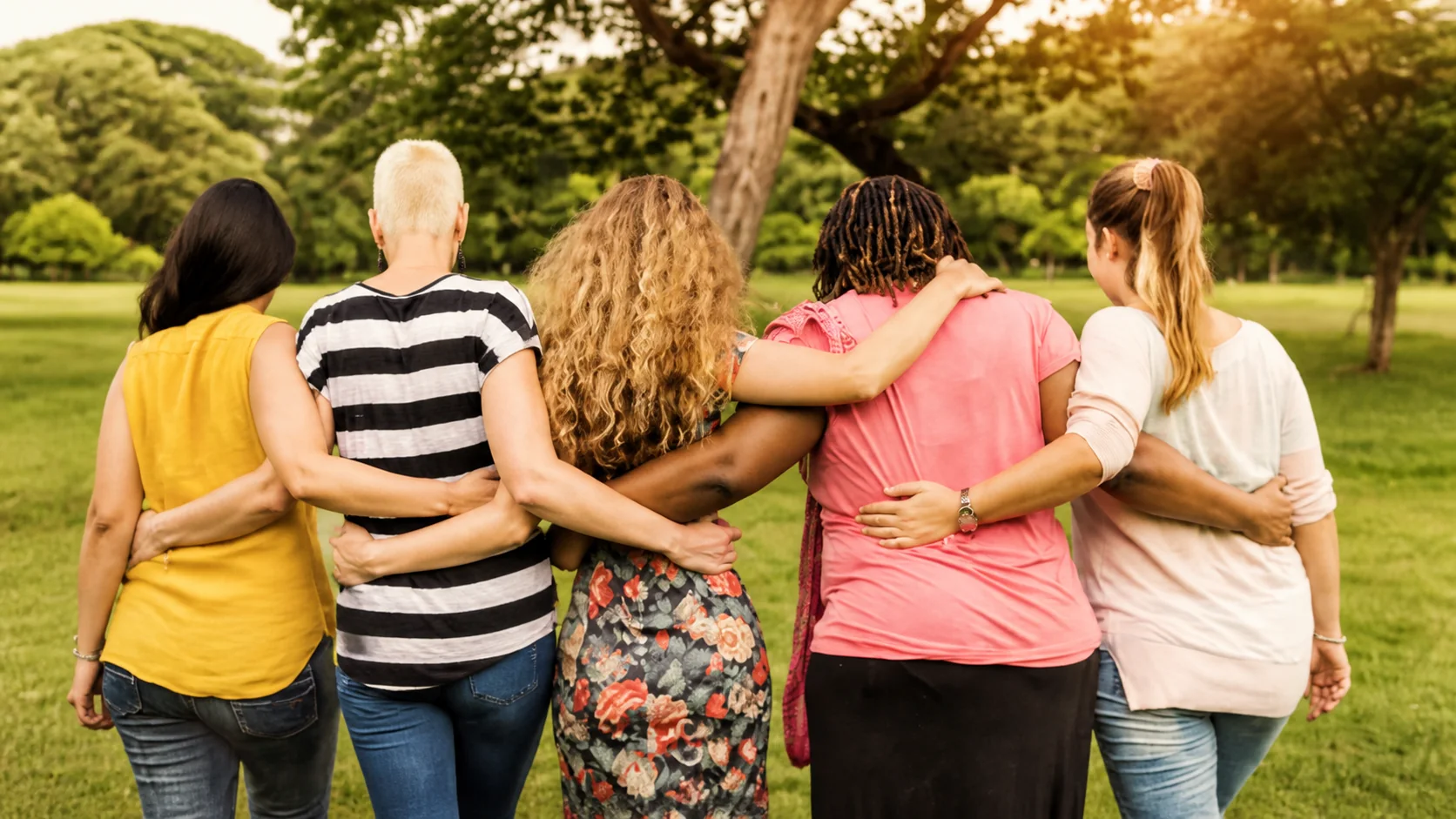 Un groupe de femmes unies dans un parc